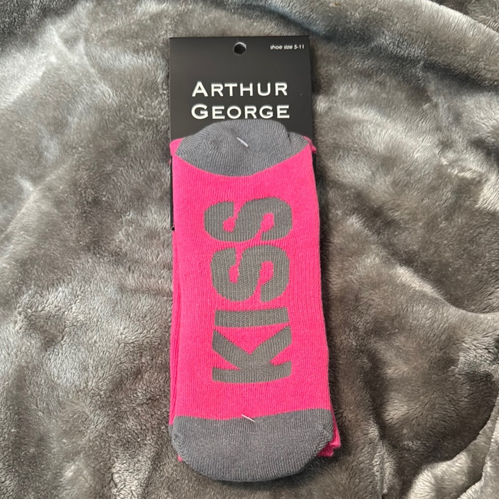 Arthur George Pink and Gray 'KISS' Socks